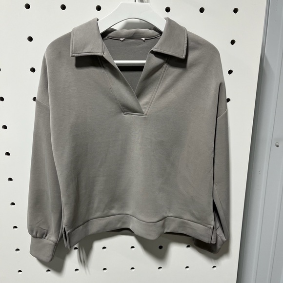 Cable & Gauge Sweaters - Gray Collared Pullover Sweatshirt Size L